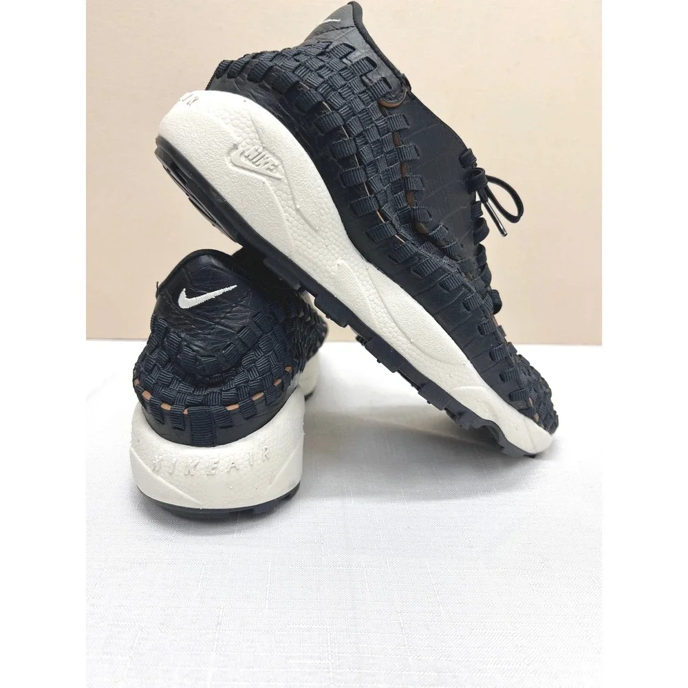 Nike Air Footscape Woven Sneakers Womens 8 Black NWOT Croc Embossed Leather